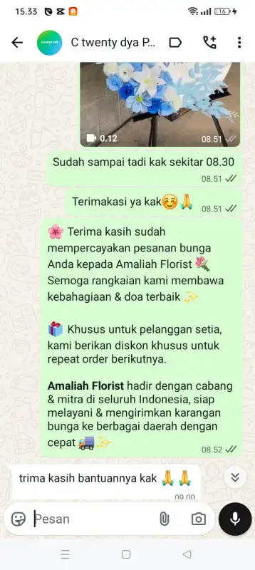 Testimonial krans bunga TANJUNG PINANG