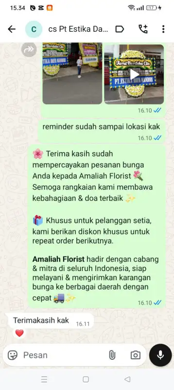 Testimonial Papan Bunga duka TANJUNG PINANG